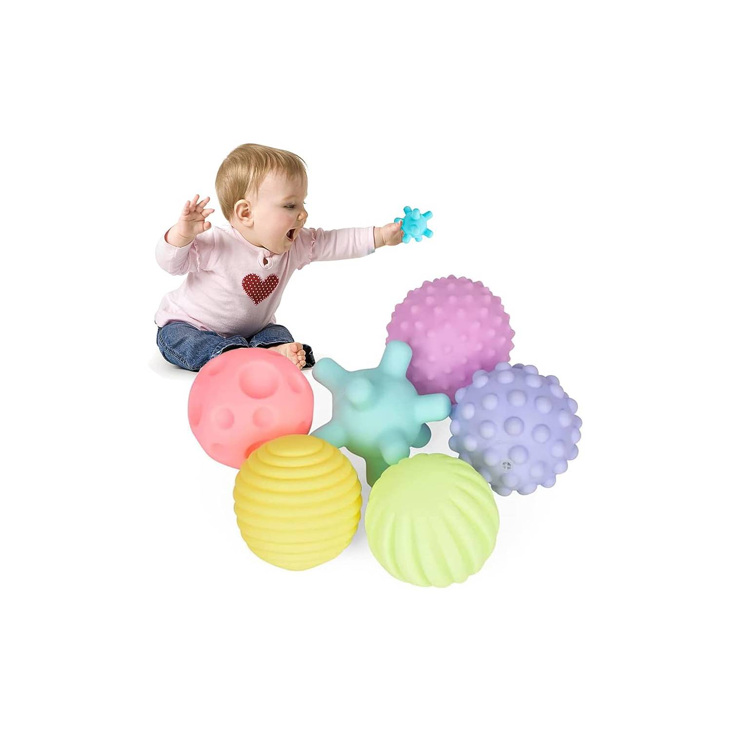 Juego de pelotas sensoriales texturizadas para bebé, juguete de