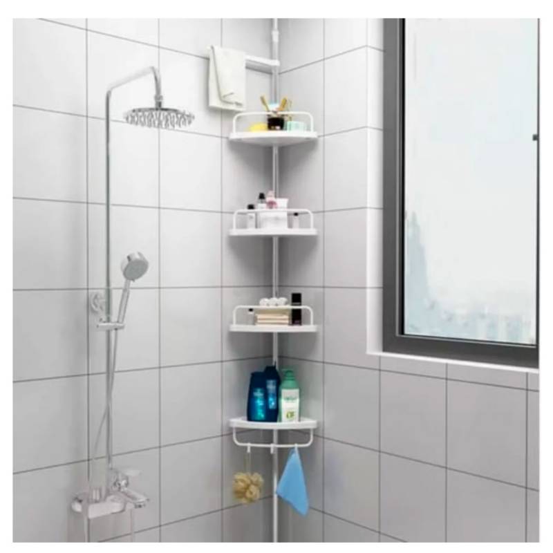 Organizador de Baño 4 Niveles Esquinero Plegable para Ducha Blanco.  IMPORTADO