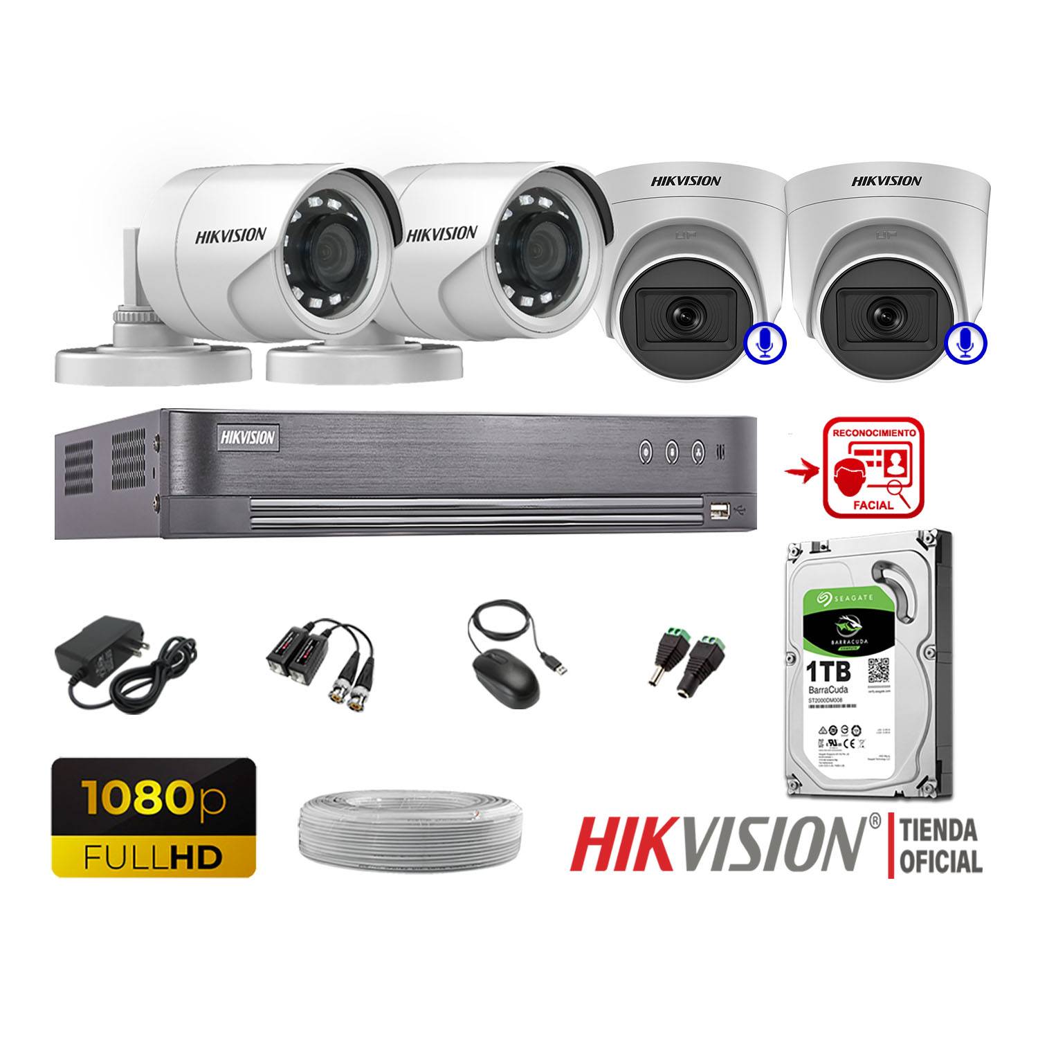 Kit Seguridad Hikvision Full Hd Dvr 4 + 4 Camaras Infrarrojas