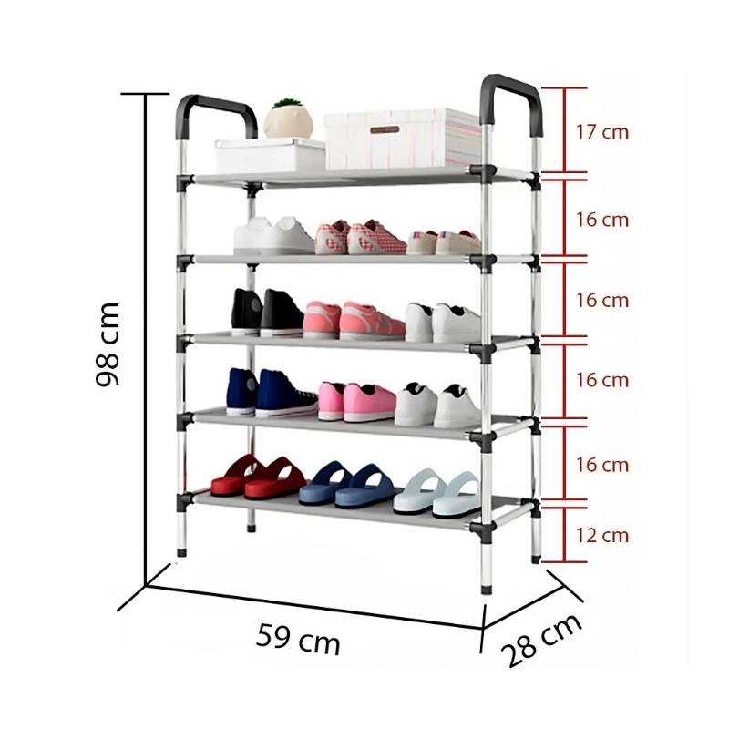 Organizador de Zapatos Zapatera 5 Pisos ajustable Shoe Rack for