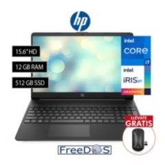 Laptop HP 15-DY5011LA Intel Core i7-1255U 12GB RAM Disco 512SSD 15.6 Freedos REGALO Mochila y Mouse