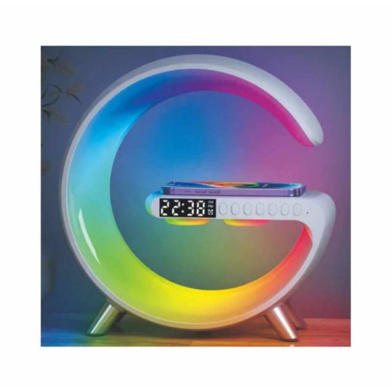 GENERICO - Reloj Despertador con Lampara Luces LED - Radio Bluetooth Cargador