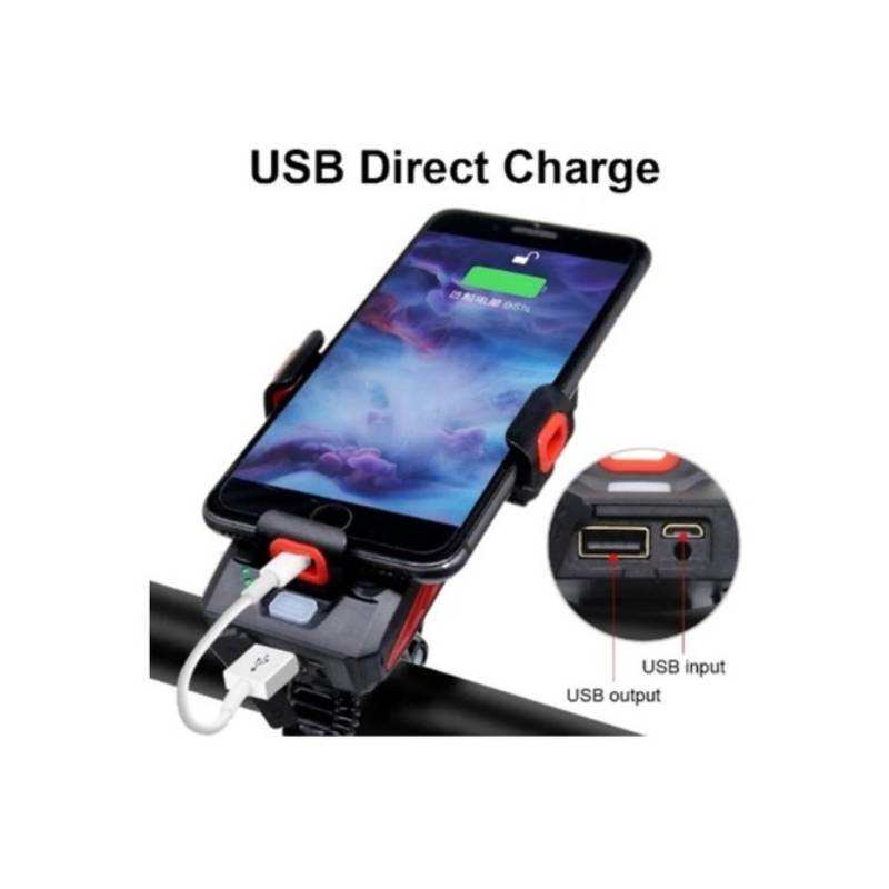 Ripley - LUZ BOCINA PORTA CARGA CELULAR BICICLETA DELANTERA FOCO USB