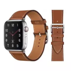 GENERICO - Correa De Cuero Para Smartwatch Y Apple Watch 42-44-45mm Marrón