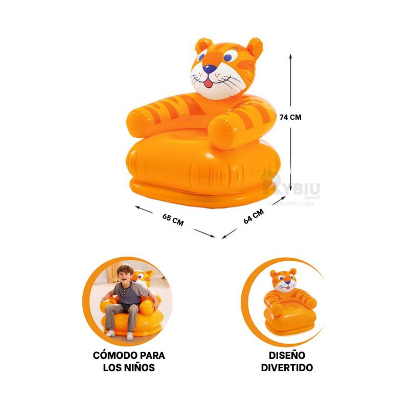 Sillon Puff Inflable para Niños Forma de Tigre GENERICO