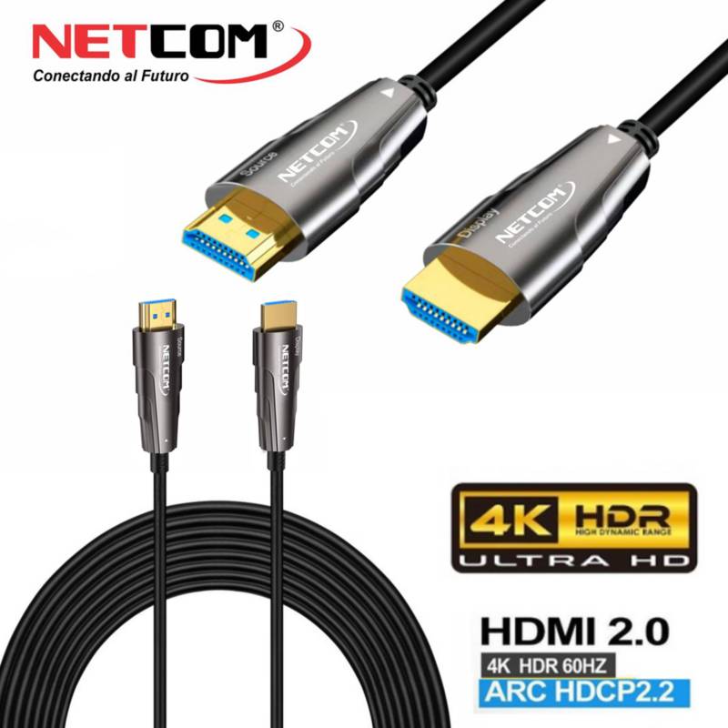 GENERICO - Cable Hdmi 2.0 Premium Fibra óptica 50 Metros HDCP 2.2 HDR ARC 3D
