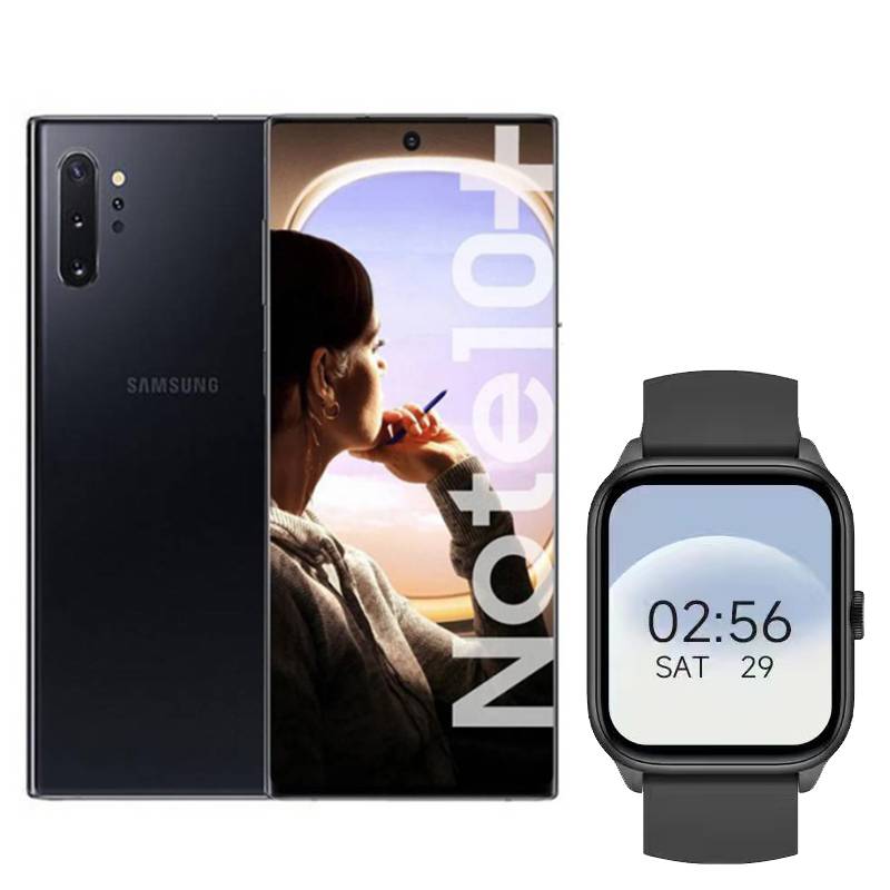 SAMSUNG - Samsung galaxy note 10 plus sm-n975u1 12+ 256gb + S8 Smartwatch Negro