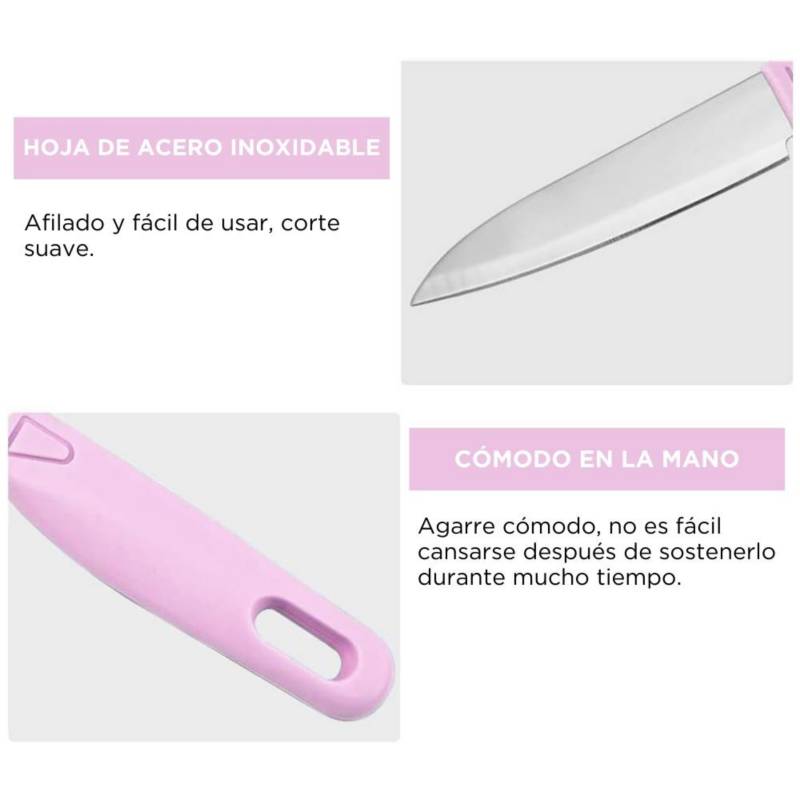 Set Tabla de Picar + Cuchillo + Pelador + Tijera para Cocina Celeste C51 -  Promart