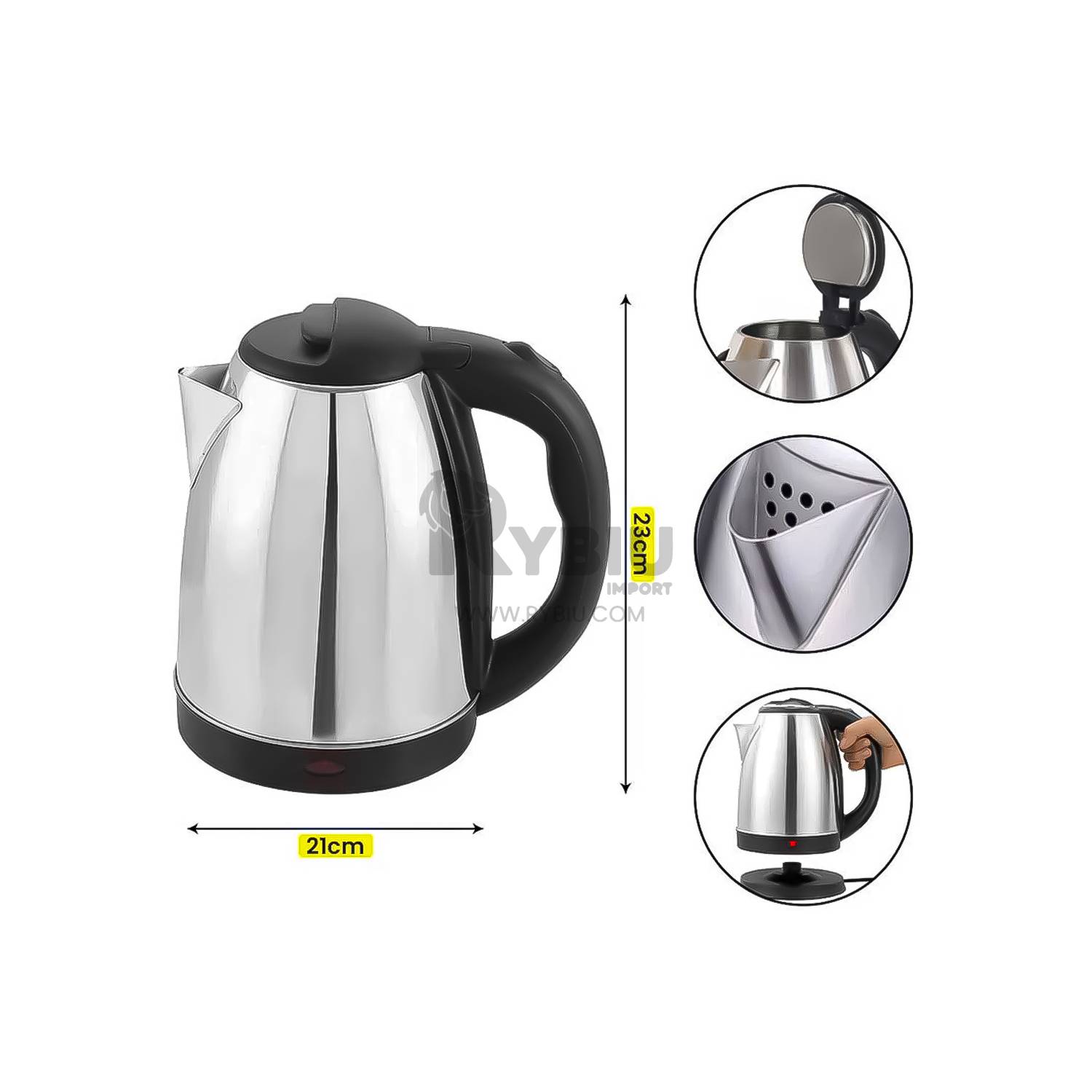 Jarra eléctrica Cuori Calda 1800ml acero inox. — Electroventas