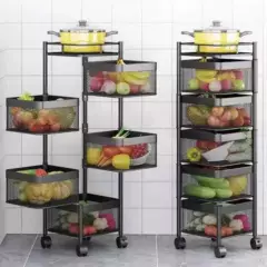 GENERICO - Organizador frutero verdulero para cocina de 5 niveles Negro Krearack