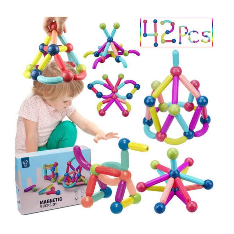 Juego De Bloques De Construccion Magneticos 42 Pcs Par Niños Generico