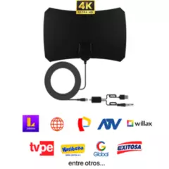 GENERICO - Antena Digital Tv Tdt Canales Hd Ultra Plana Con Amplificador