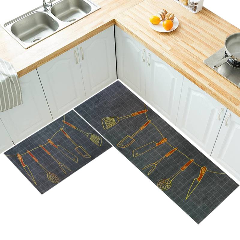 Set de 2 Alfombras decorativas Tapete Antideslizante para Cocina