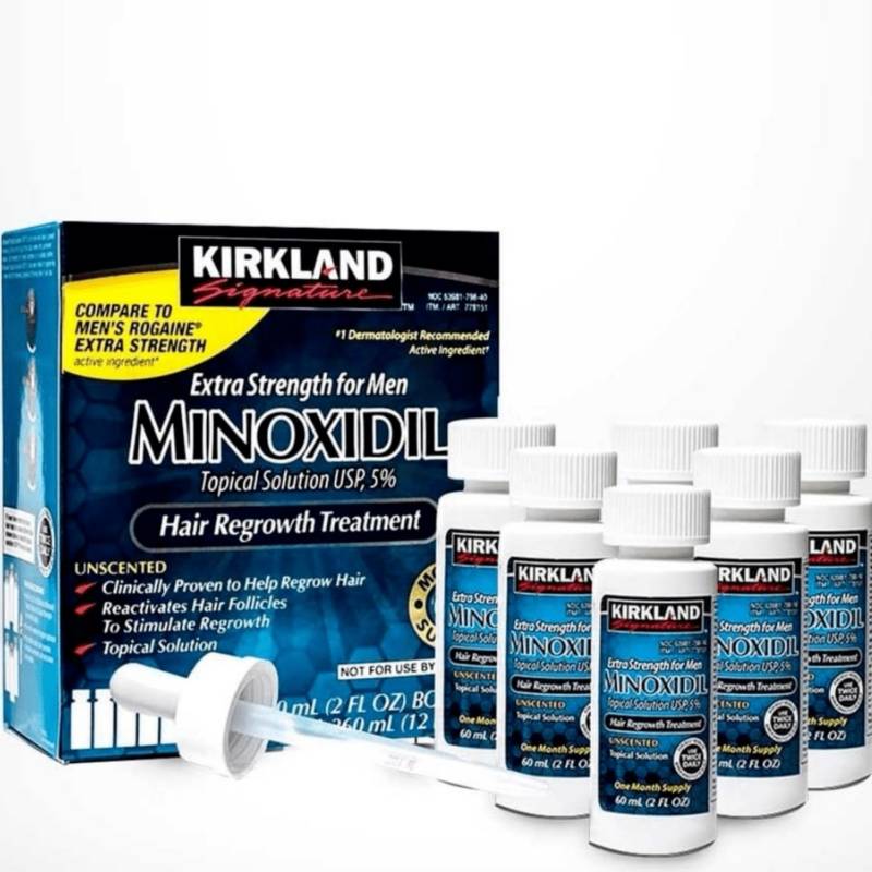 KIRKLANDS - Minoxidil Kirkland Liquido 6 frascos para BARBA y CAIDA del CABELLO