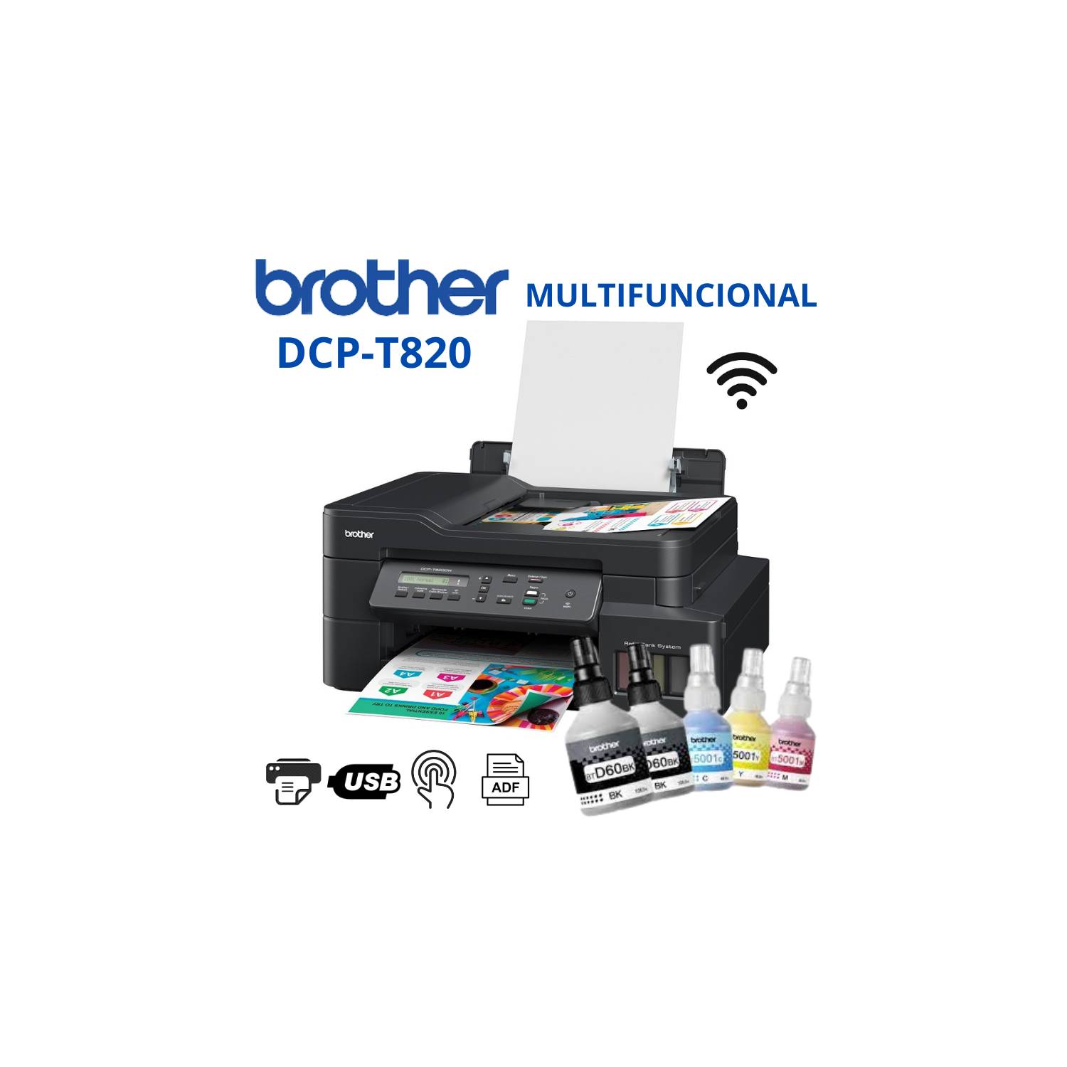 Impresora Multifuncional Color Brother DCP-T820DW