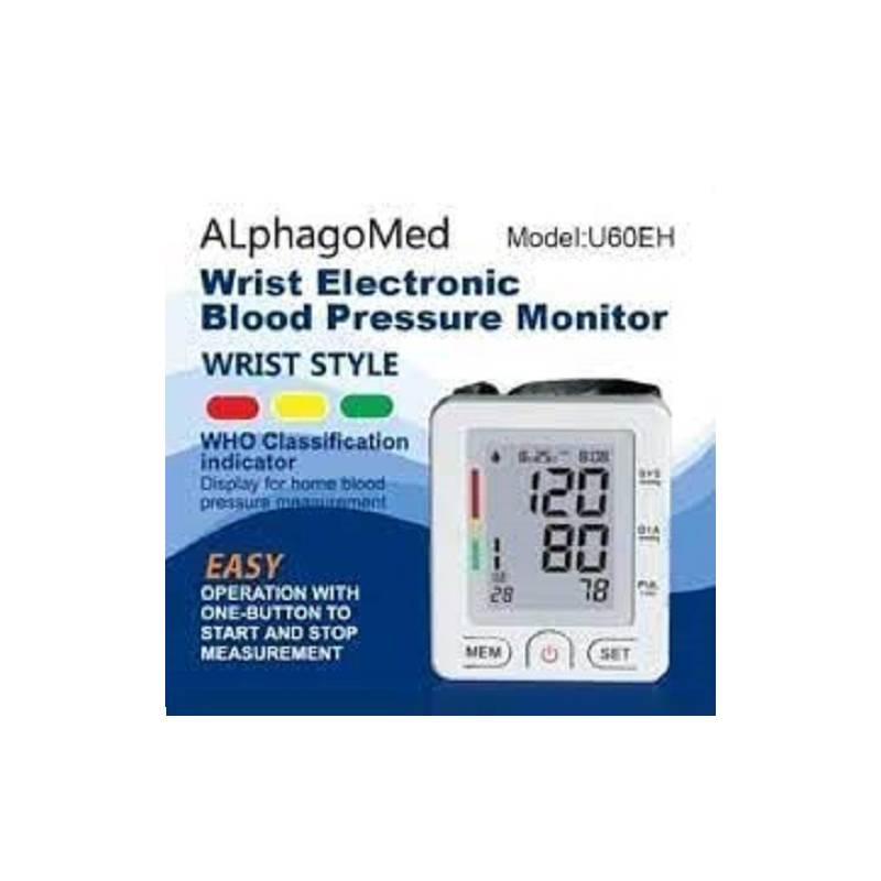 AlphagoMed Model U60EH Wrist Electronic Blood Pressure Monitor Easy To Use