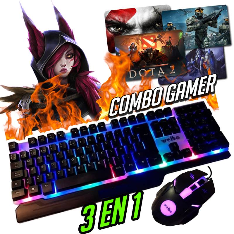 BLUETOOTH KIT COMBO GAMER 4 EN 1 TECLADO GAMER DE UNA SOLA MANO