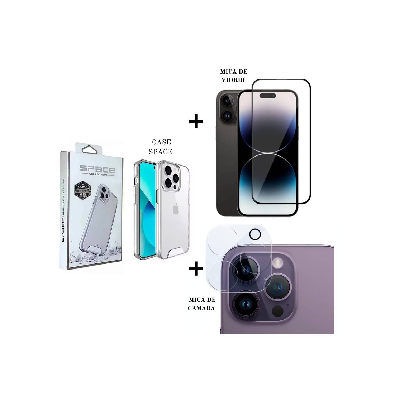 Case Space + Protector de Pantalla + Mica para Cámara para iPhone XR -  Promart