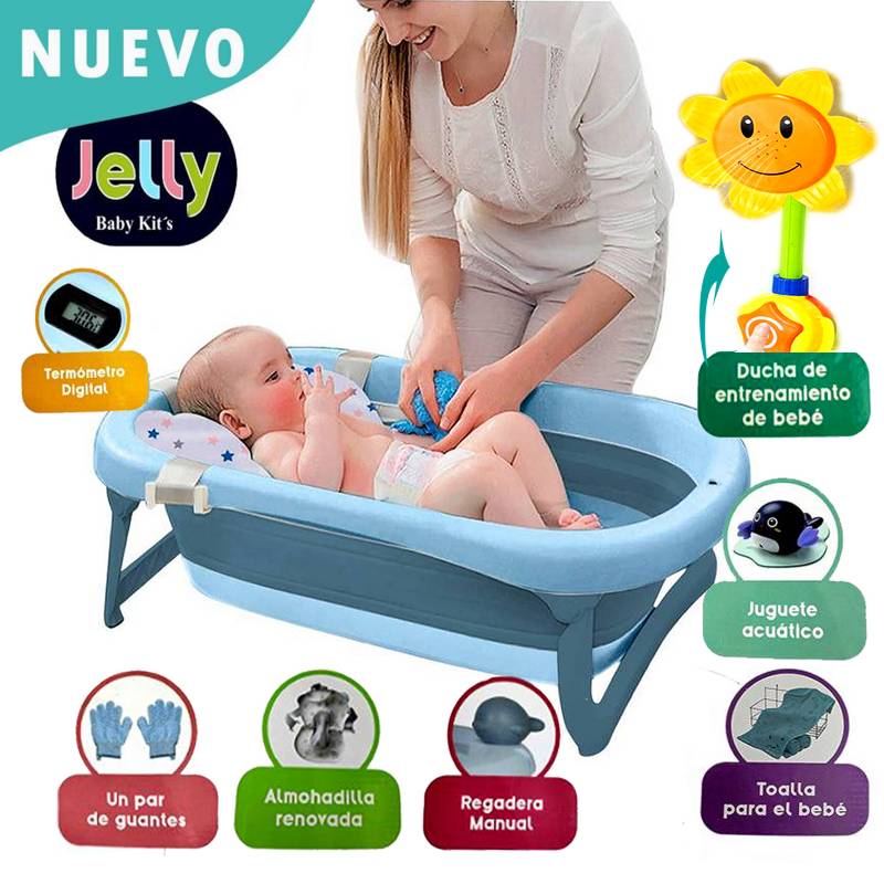 Bañera plegable de silicona para bebés - Almohada de termómetro incorporada  azul - Polonia, Nuevo - Plataforma mayorista