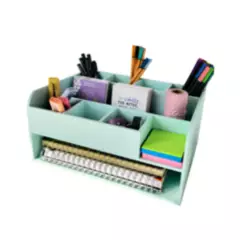 GENERICO - Organizador de escritorio multifuncional tamaño oficio color completo menta.