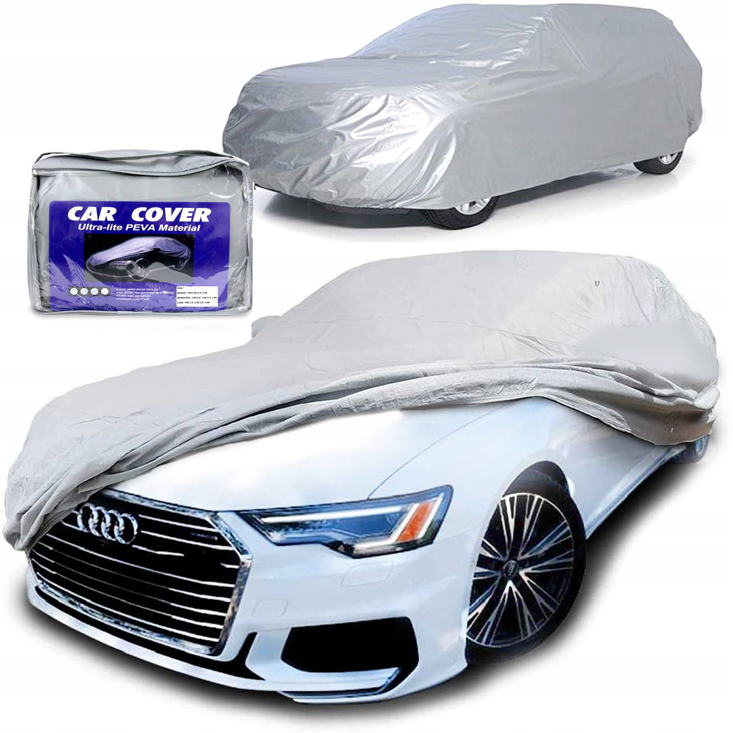 Cobertor reflectivo para coche (funda protectora) , color ALUMINIO, con  cierre, 120g algodón, talla: M - Cobertores para coche