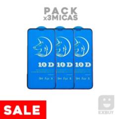 Pack x3 Mica Vidrio 10D para iPhone XS