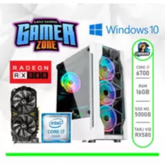 INTEL - Computadora PC GAMER Core I7 6700 + 16GB RAM + SSD 500GB + RX 580 8GB +CASE RGB