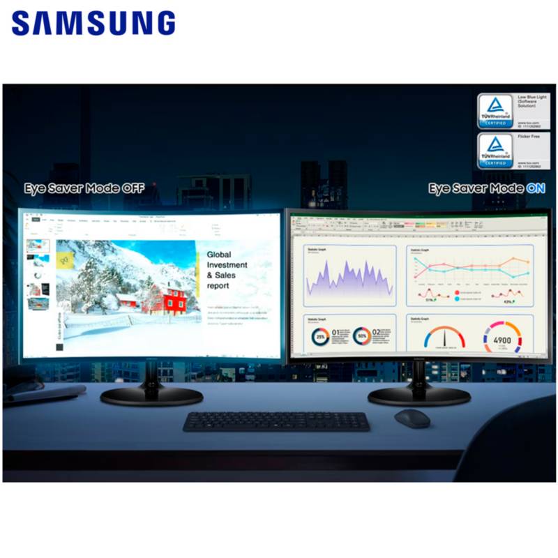 Monitor curvo 24 Samsung LS24C360EALXPE LED, Panel VA, FHD(1920x1080),  75Hz, 5ms, entradas HDMI y VGA - Coolbox