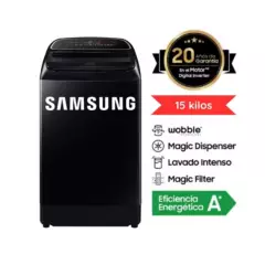 SAMSUNG - Lavadora Samsung 15 Kg Wobble Eco Inverter Negro - WA15T5260BV