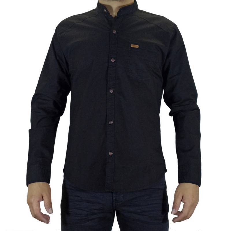 Camisa Drill Manga Larga Para Hombre Negro. GENERICO falabella