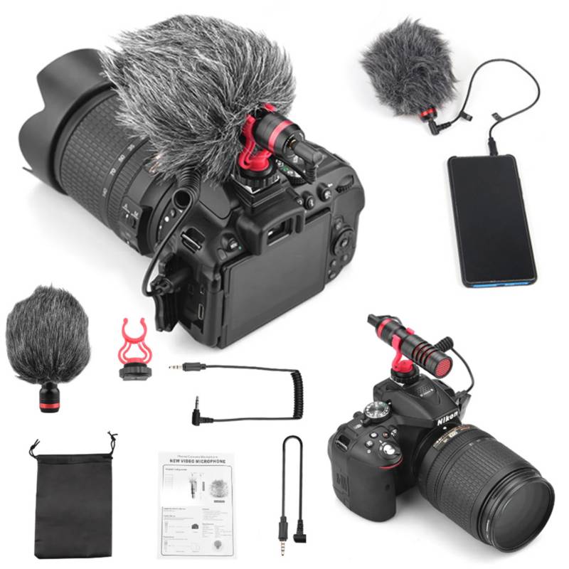  Micrófono para cámara, doble micrófono supercardioide de dos  caras para iPhone, Android, teléfonos inteligentes o cámara DSLR, micrófono  externo de doble cápsula para vlogging, entrevistas, grabación : Electrónica