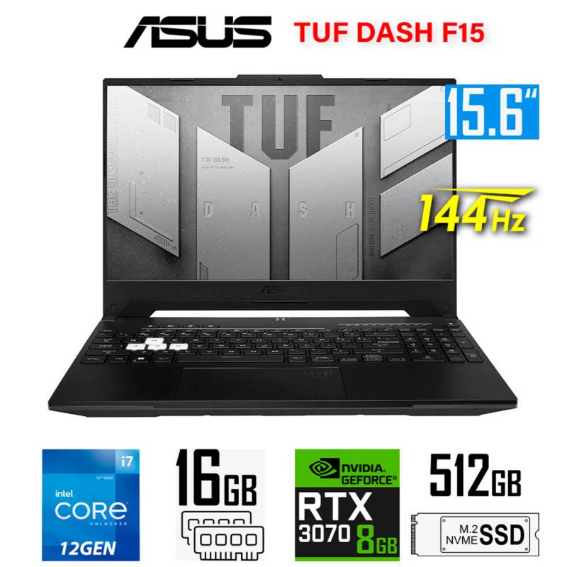 ASUS - Laptop ASUS TUF DASH F15 FX517ZR Intel i7 12650H - NVIDIA RTX 3070 8GB - 16GB RAM - 512SSD