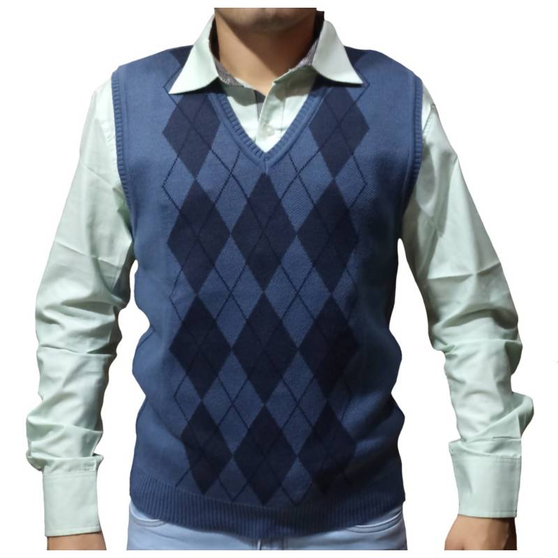 Pullover Cuadros Para Hombre - Azul GENERICO