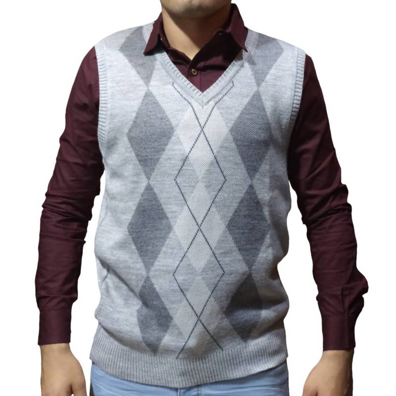 Pullover Cuadros Para Hombre - Plomo GENERICO