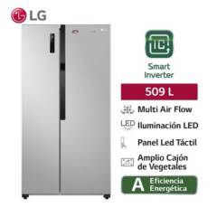 Refrigeradora LG LS51BPP 509L Múltiple Flujo de aire Side By Side Plateada