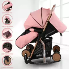 BABY KITS - Coche Cuna Mecedora Baby Kits «PARIS GOLD» Pink