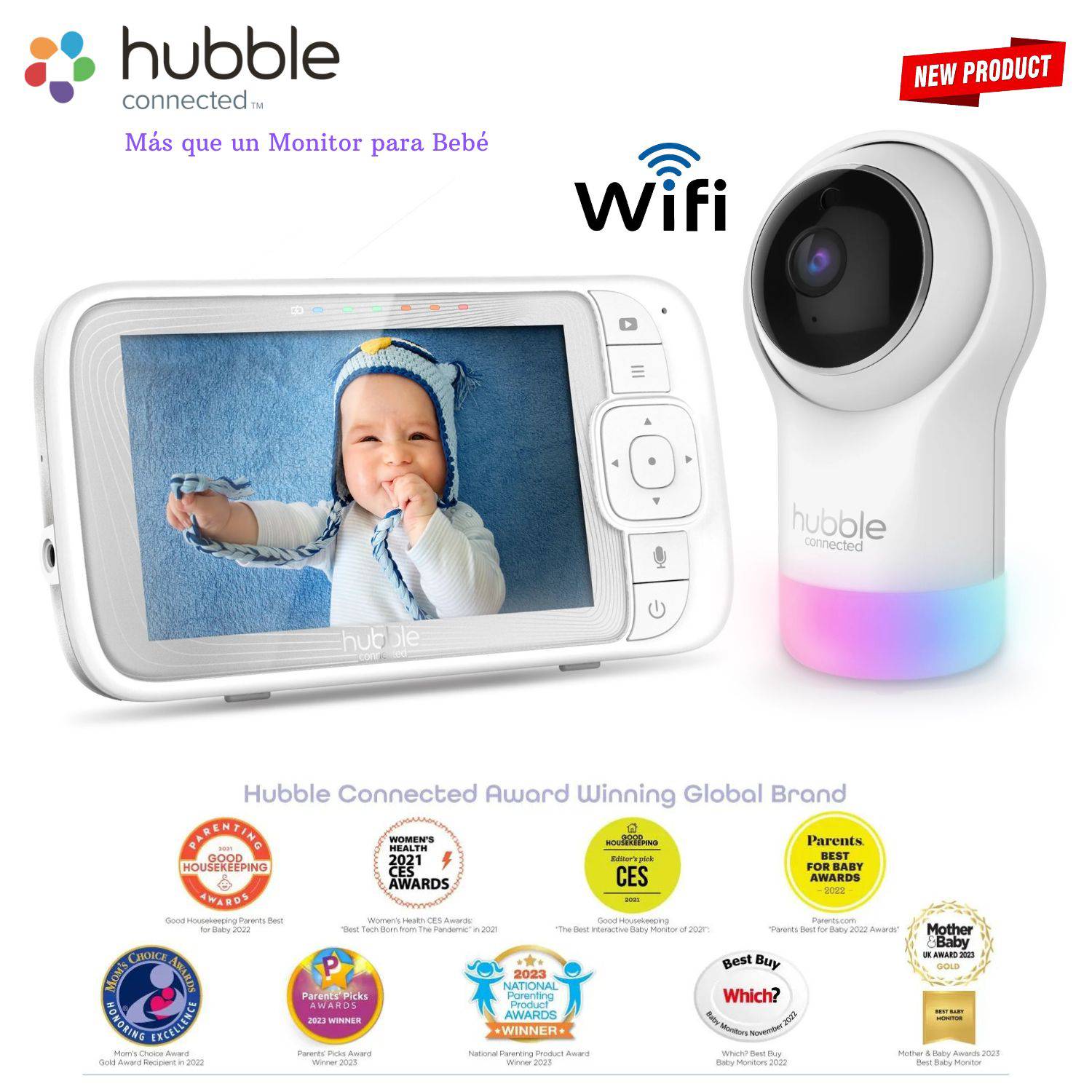 Camara Bebe Wifi Hubble Nursery Pal Glow ( 2 Motores 360° )