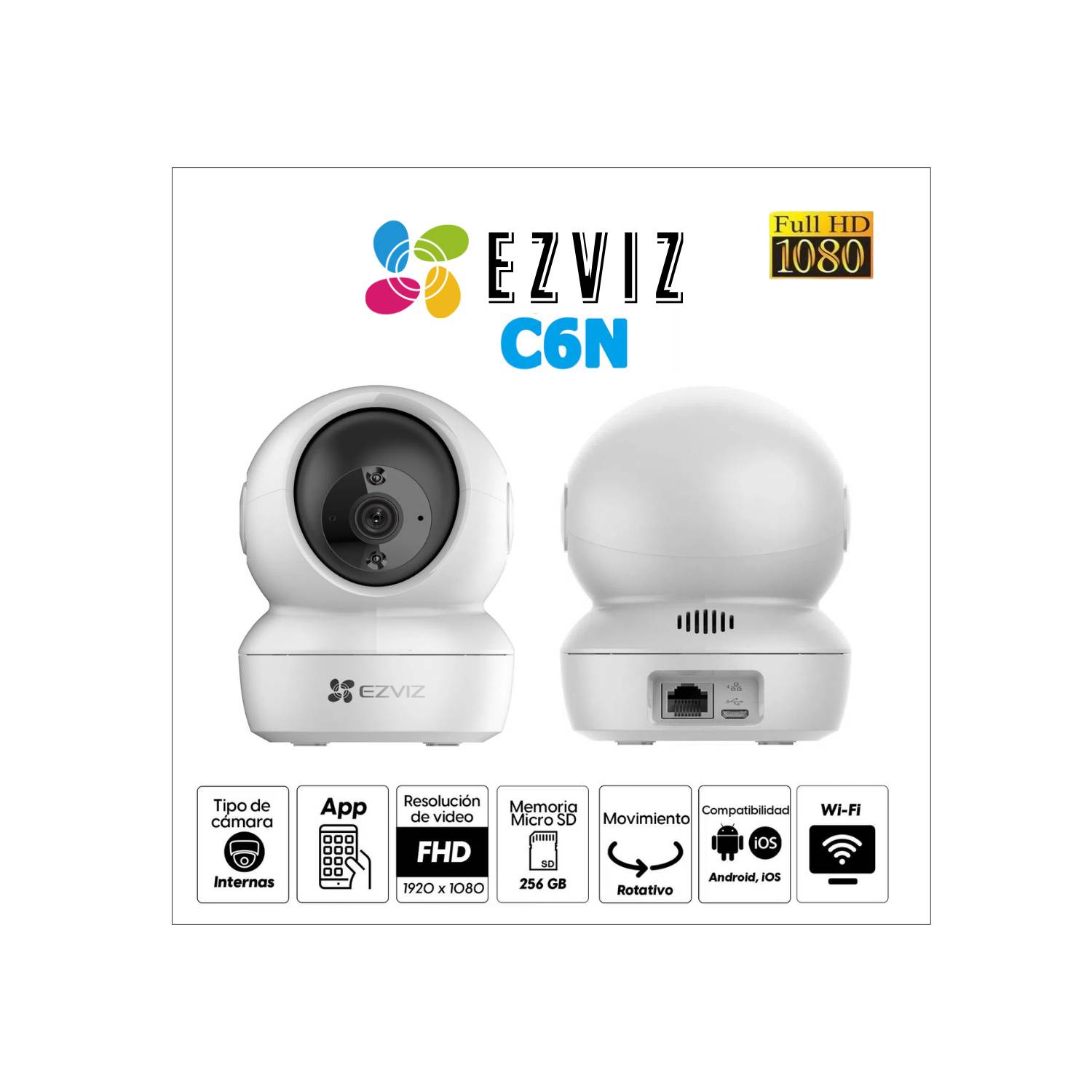 CAMARA DE SEGURIDAD EZVIZ C6N WIFI FULL HD 360° – CELTRON TIENDA DE  CELULARES CUSCO Y SERVICIO TÉCNICO