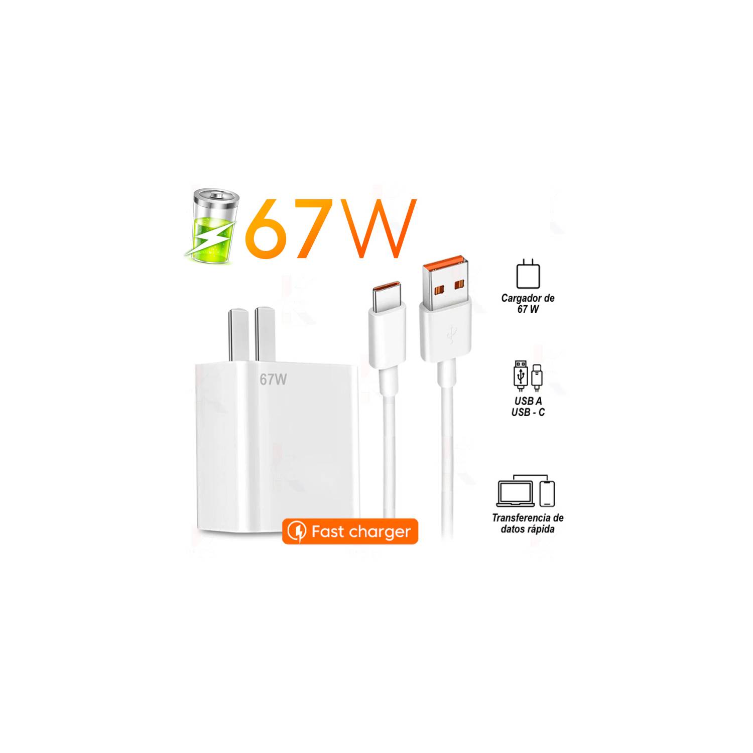 Cargador Carga Rápida 67w Con Cable Usb-C Xiaomi