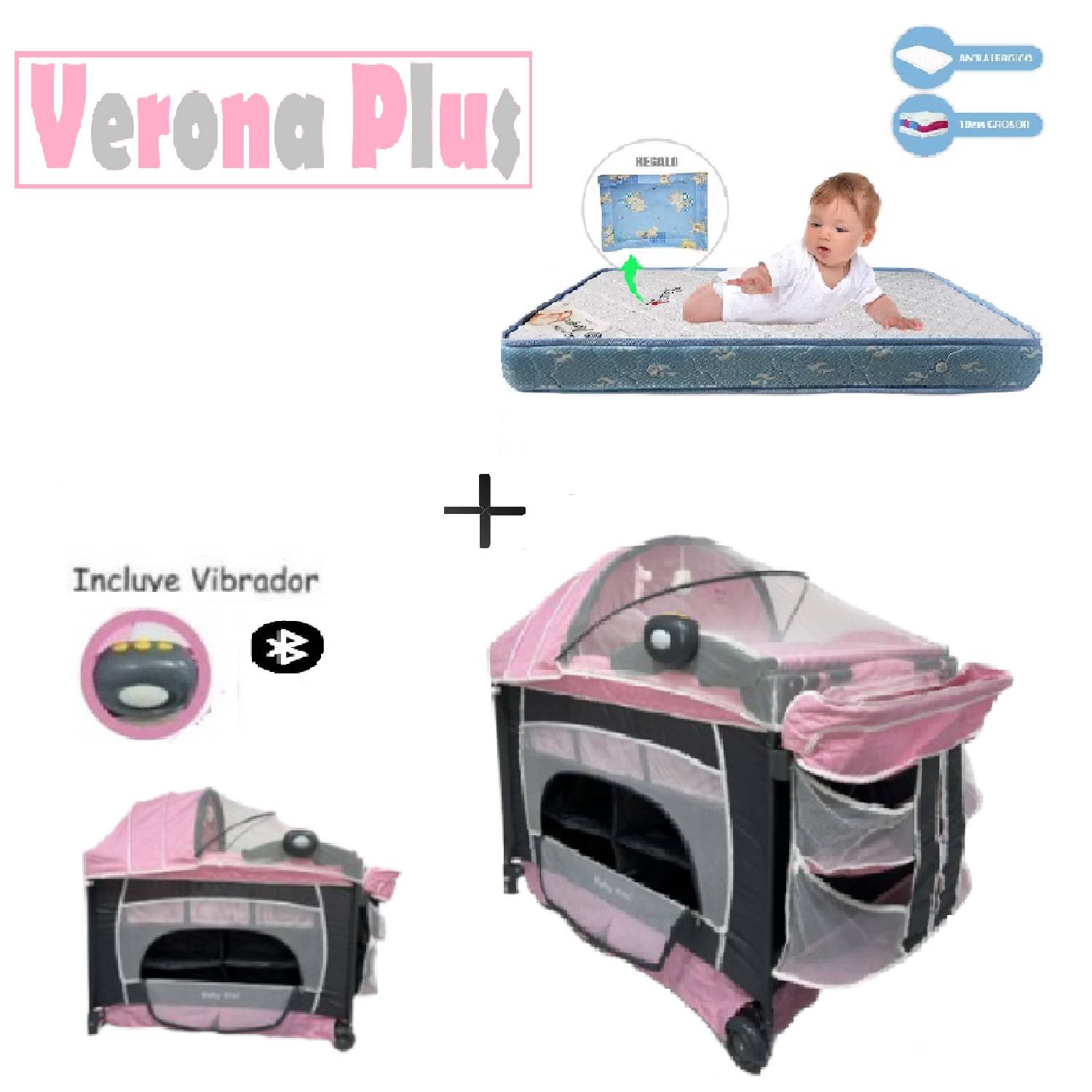 Cuna corral para bebe VERONA Plus vibrador BABY KITS