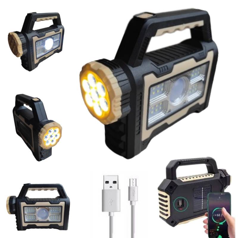 XREXS Linterna LED solar para coche, linterna de rescate solar  multifuncional, cargador USB y cargador solar, linterna portátil para  senderismo