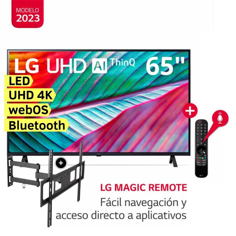 LG - Televisor LG 65 LED Smart TV Ultra HD 4K con ThinQ AI 65UR8750PSA + Rack Giratorio