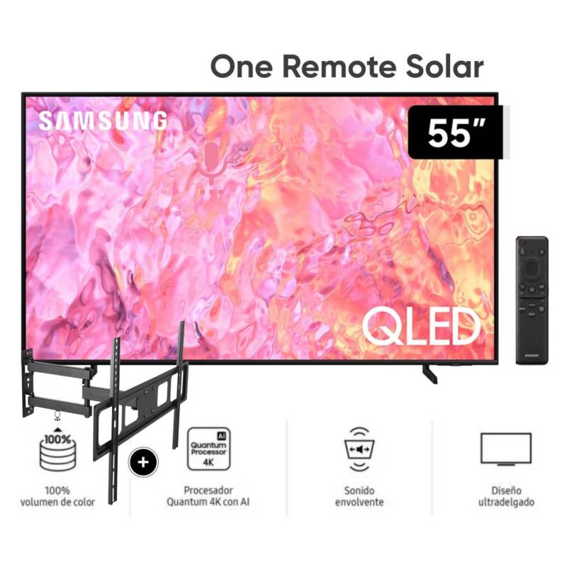 SAMSUNG - Televisor Samsung LED Smart TV 55 QLED 4K QN55Q60CAGXPE + Rack Giratorio
