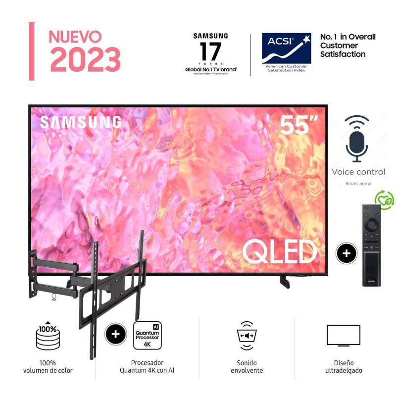 SAMSUNG - Televisor Samsung LED Smart TV 55 QLED 4K QN55Q60CAGXPE + Rack Giratorio