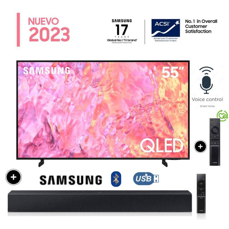 SAMSUNG - Televisor Samsung LED Smart TV 55 QLED 4K QN55Q60CAGXPE + Soundbar