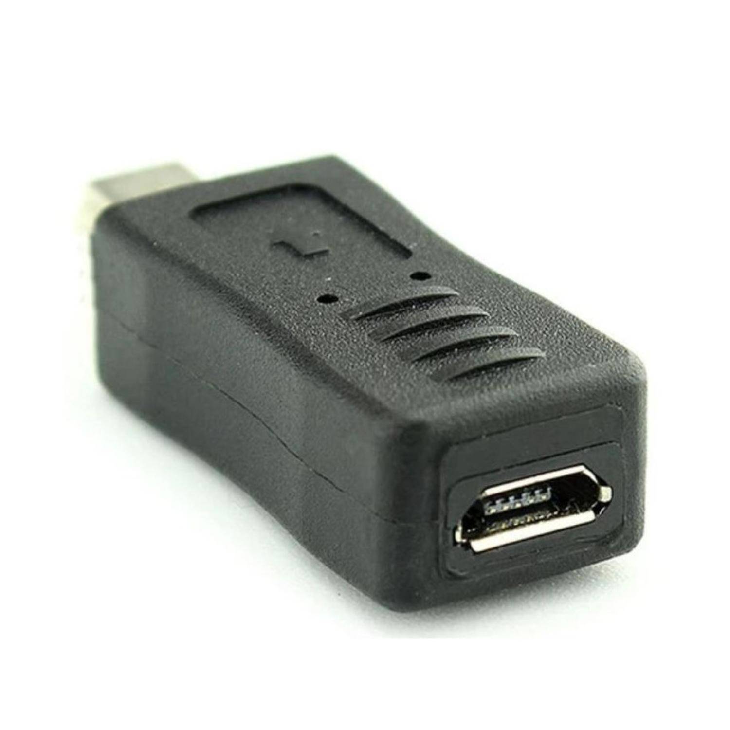 Adaptador micro USB hembra a mini USB macho Negro