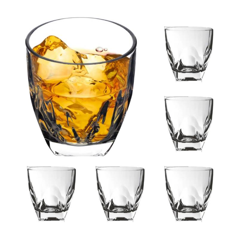 Set De 6 Vasos De Whisky Caja De 6 Vasos De Vidrio Elegante Inspira 