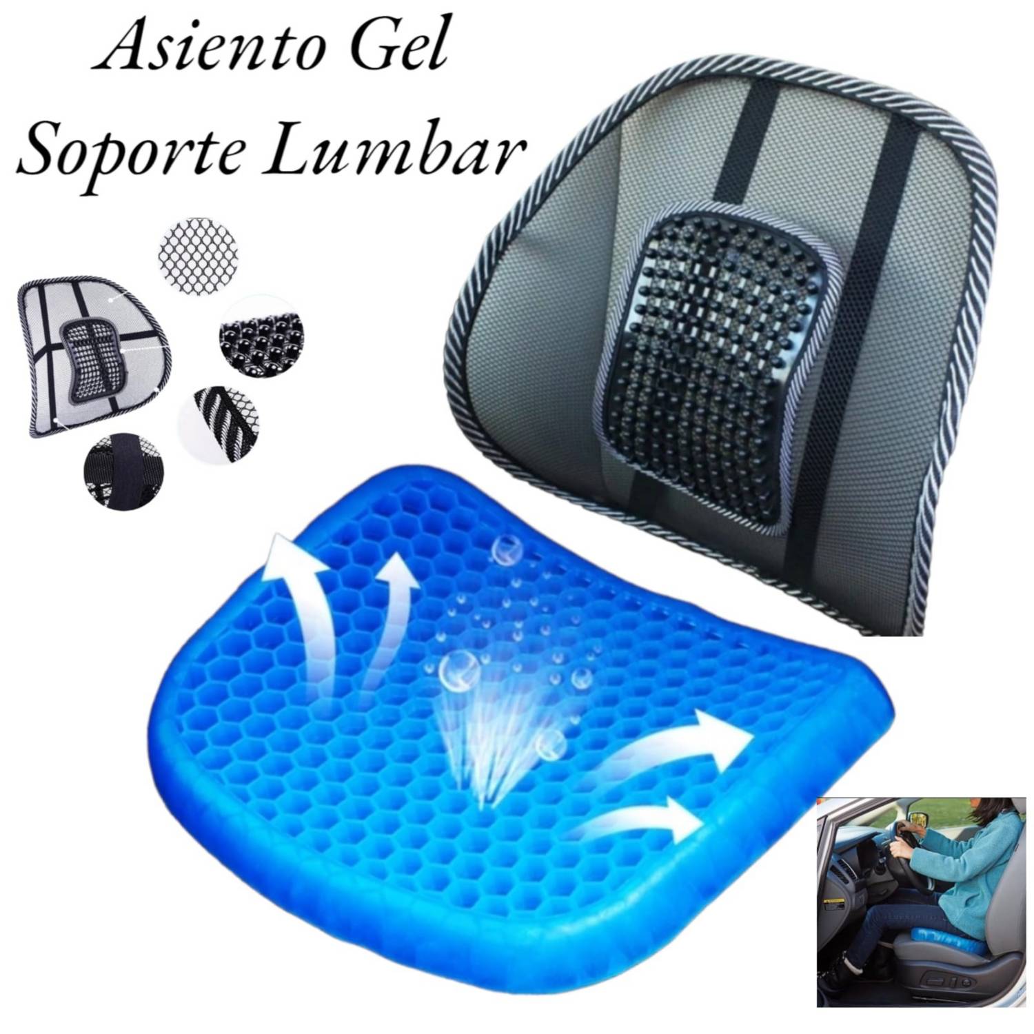 Respaldo lumbar para asiento con gel