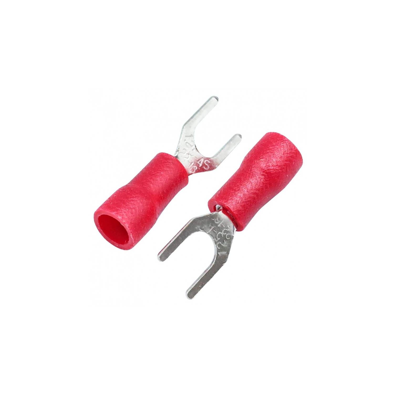 Terminales de crimpado de cable eléctrico tipo U, aislados, color rojo, 100  Uds., 22-16AWG (SV 1.25-3.7S #6)