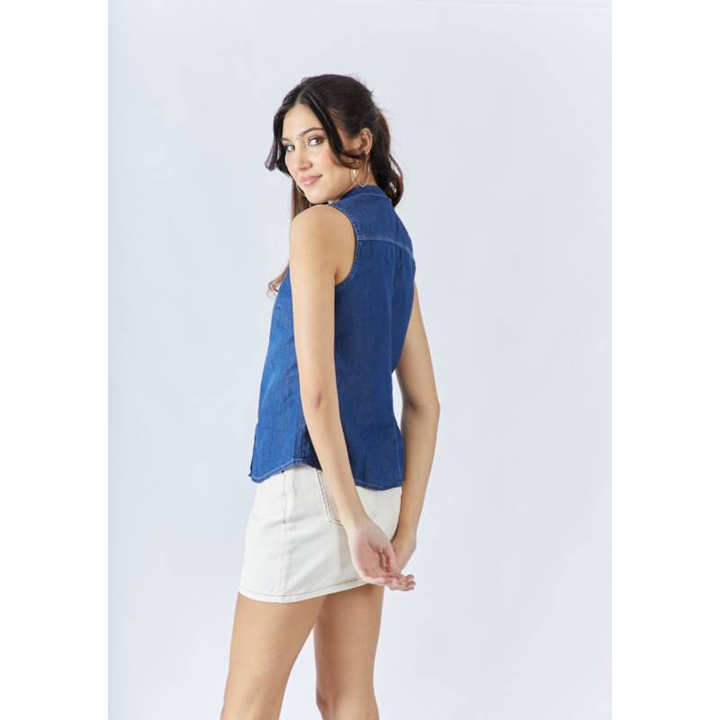 Blusa top jean denim stretch mujer Keyla.